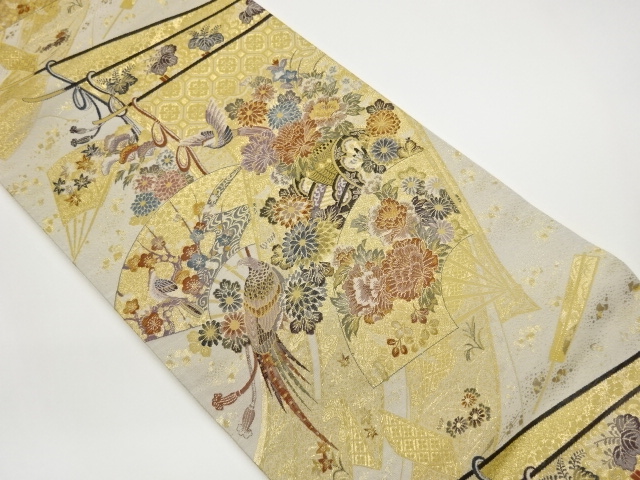 JAPANESE KIMONO / FUKURO OBI / WOVEN BIRD & FLOWER